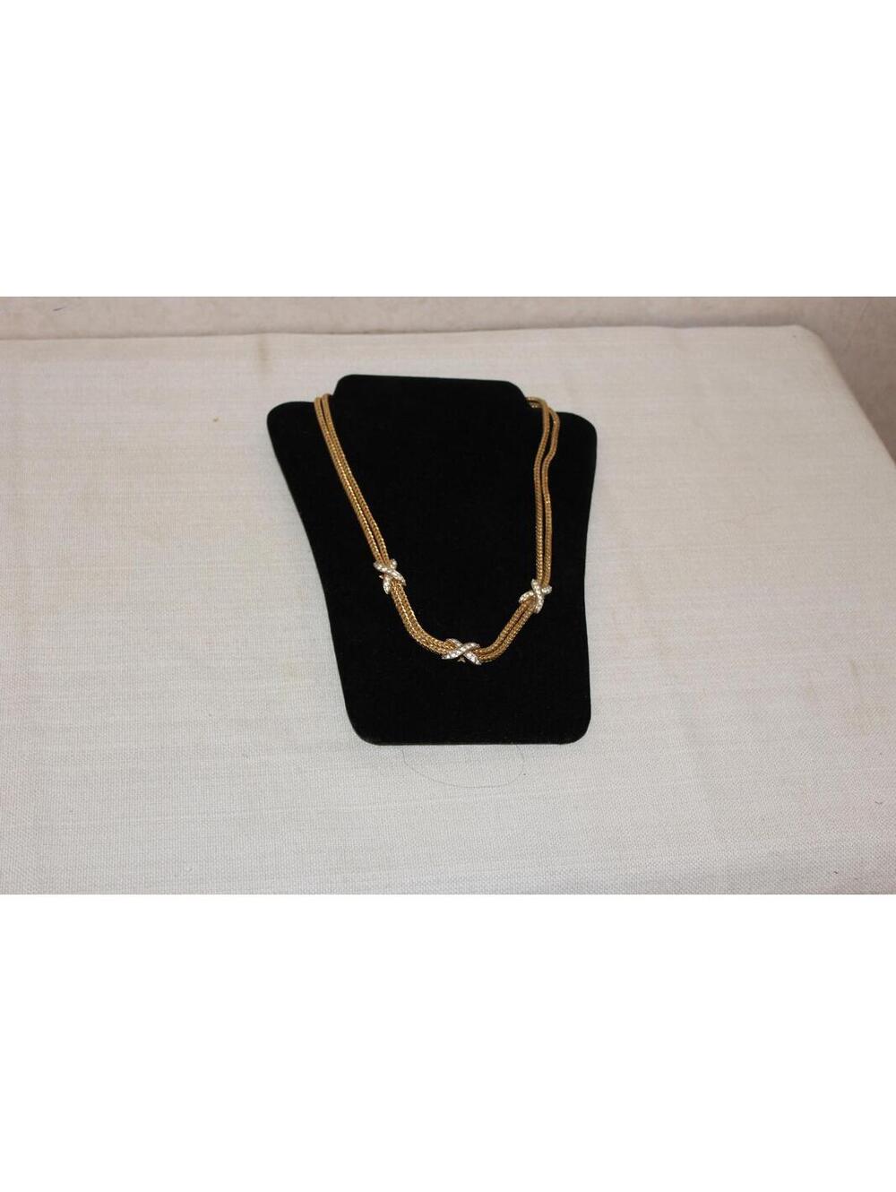 Vintage Rope Necklace with Rhinestone Crystals X Designs